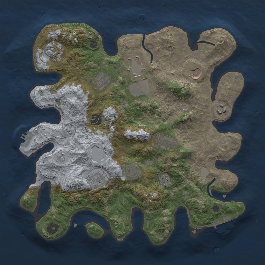 Rust Map: Procedural Map, Size: 3500, Seed: 49360516, 19 Monuments