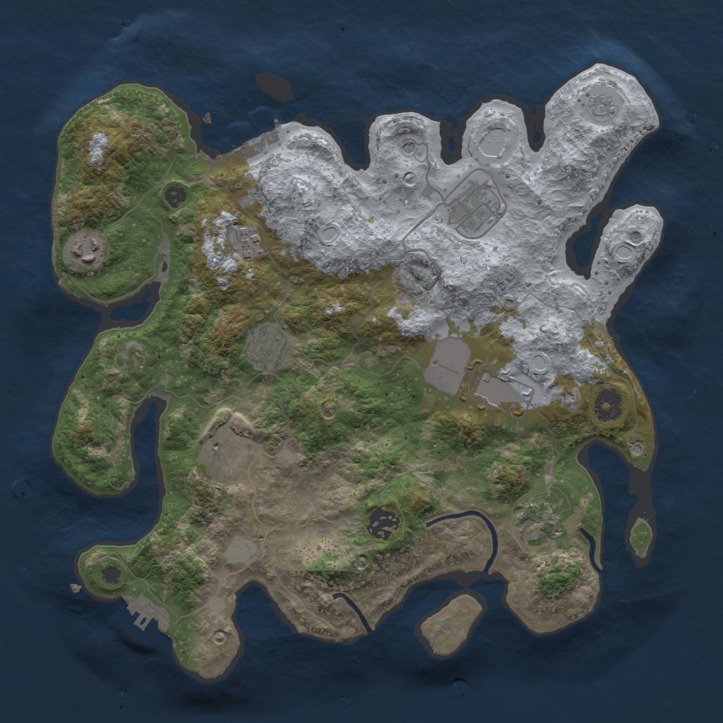 Rust Map: Procedural Map, Size: 3500, Seed: 21923654, 17 Monuments