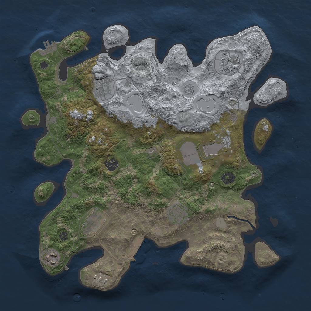 Rust Map: Procedural Map, Size: 3500, Seed: 89154840, 17 Monuments