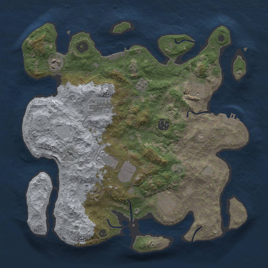 Rust Map: Procedural Map, Size: 3500, Seed: 12393224, 17 Monuments