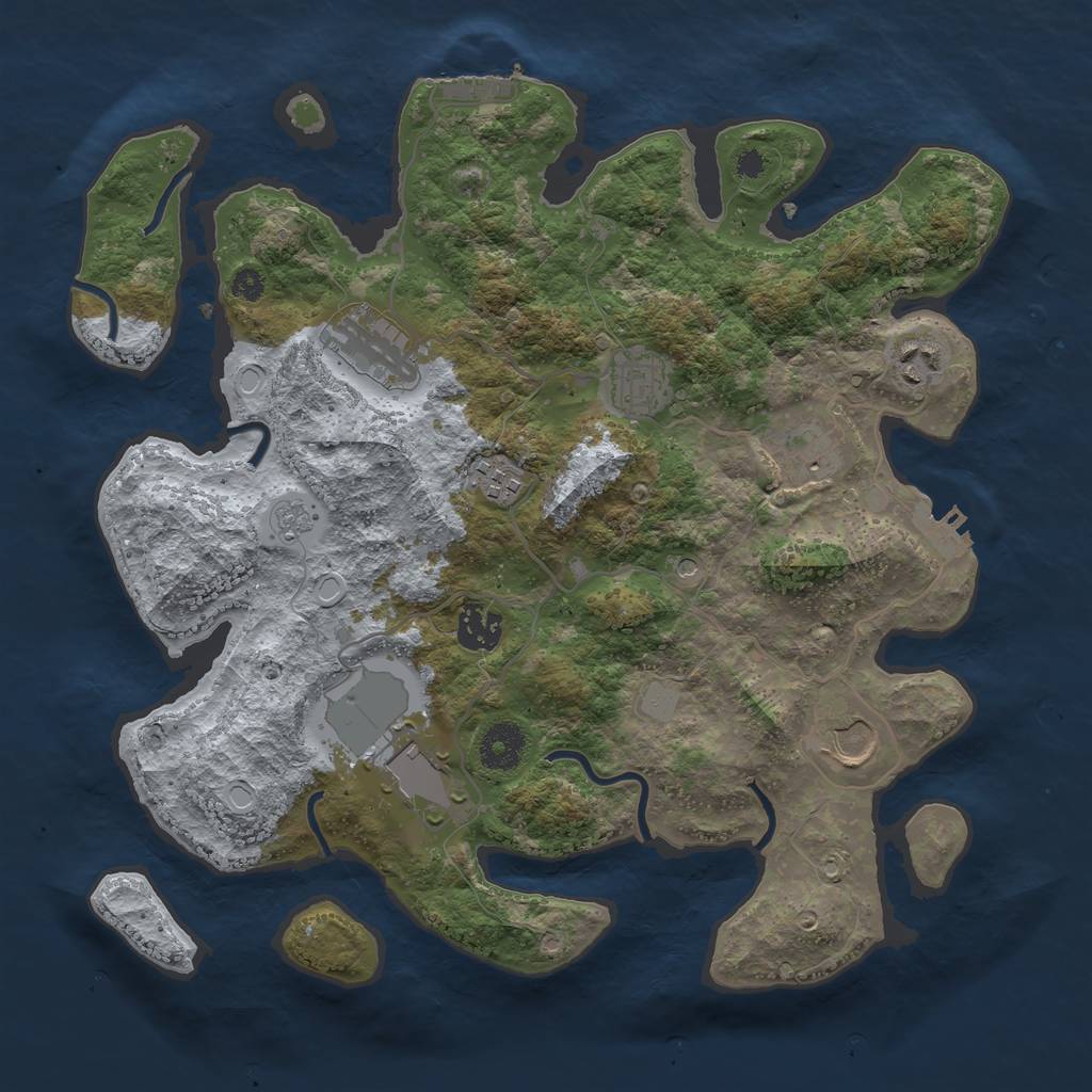 Rust Map: Procedural Map, Size: 3500, Seed: 96502867, 17 Monuments