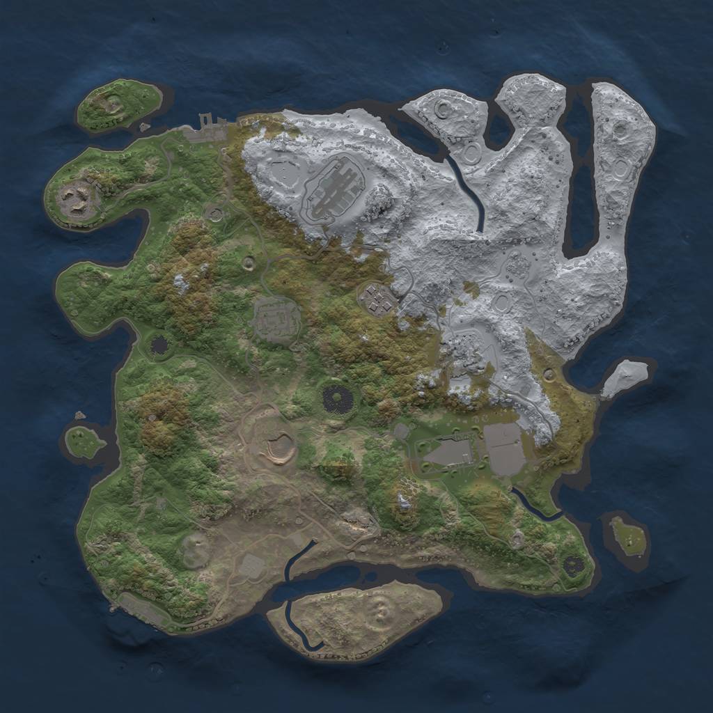 Rust Map: Procedural Map, Size: 3500, Seed: 2353250, 16 Monuments