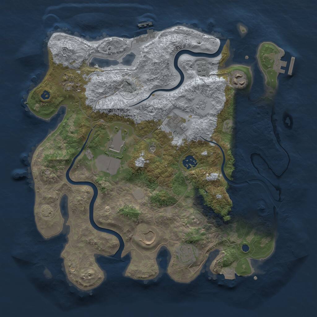 Rust Map: Procedural Map, Size: 3500, Seed: 35157067, 14 Monuments