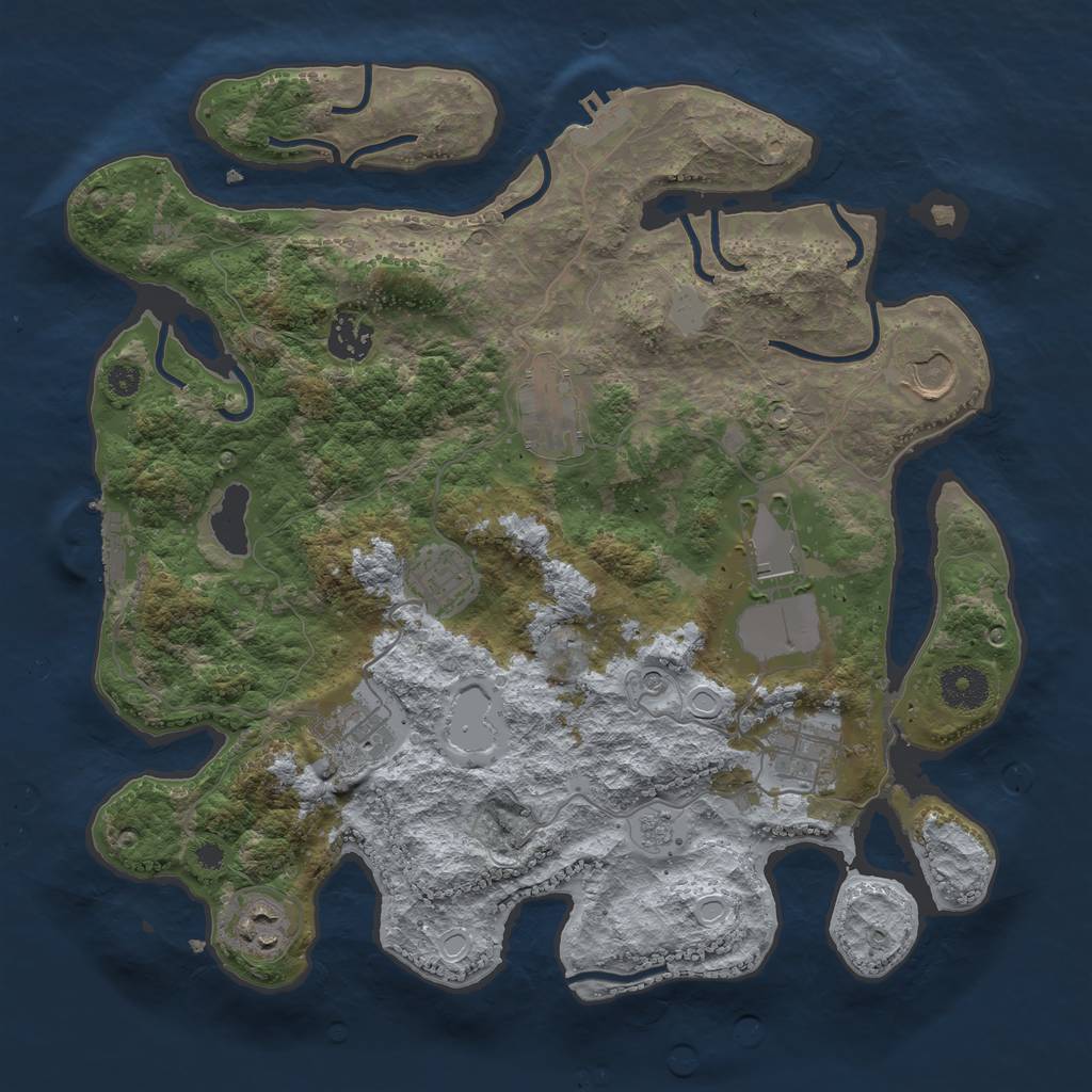Rust Map: Procedural Map, Size: 3500, Seed: 21814512, 15 Monuments