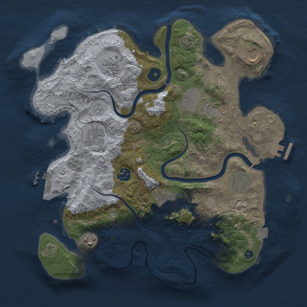 Rust Map: Procedural Map, Size: 3500, Seed: 71492323, 15 Monuments