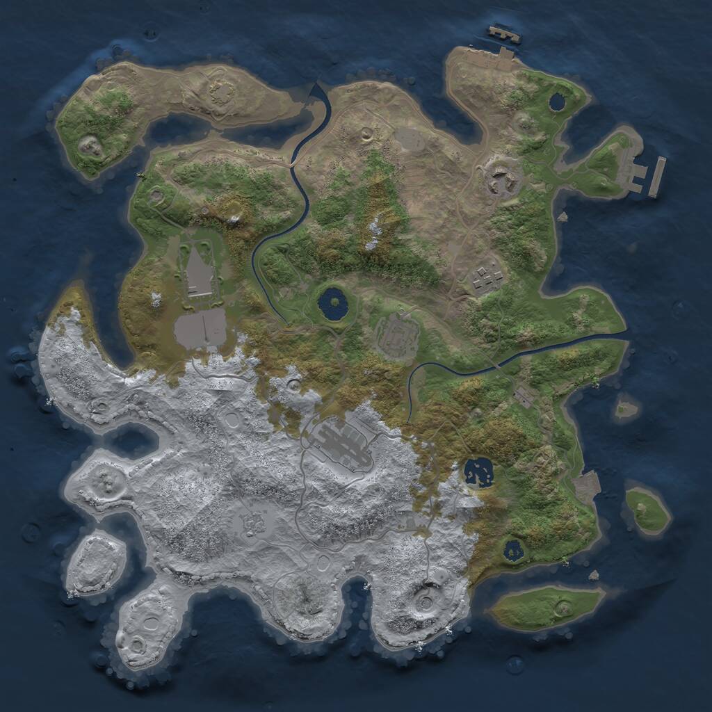 Rust Map: Procedural Map, Size: 3500, Seed: 3126796, 12 Monuments