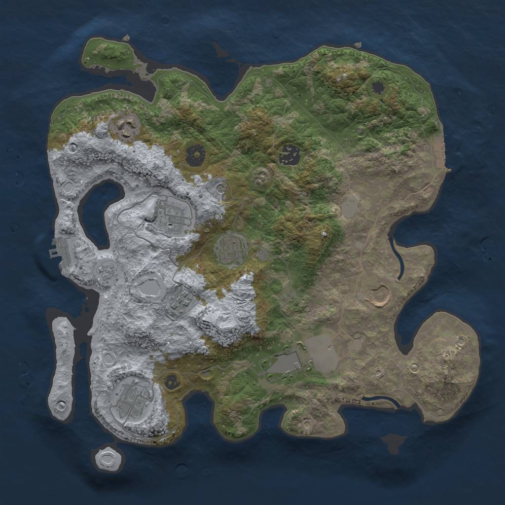 Rust Map: Procedural Map, Size: 3500, Seed: 51794799, 17 Monuments