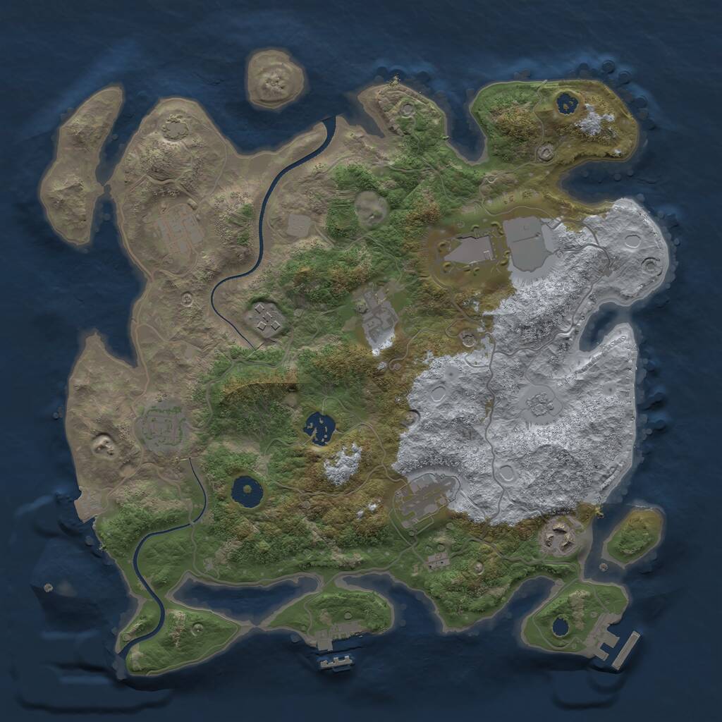 Rust Map: Procedural Map, Size: 3500, Seed: 29267655, 14 Monuments