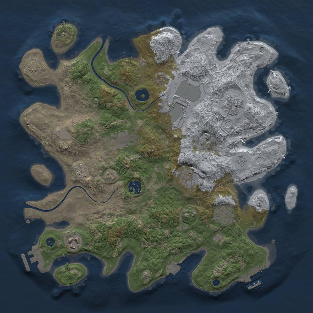 Rust Map: Procedural Map, Size: 3500, Seed: 6288444, 13 Monuments