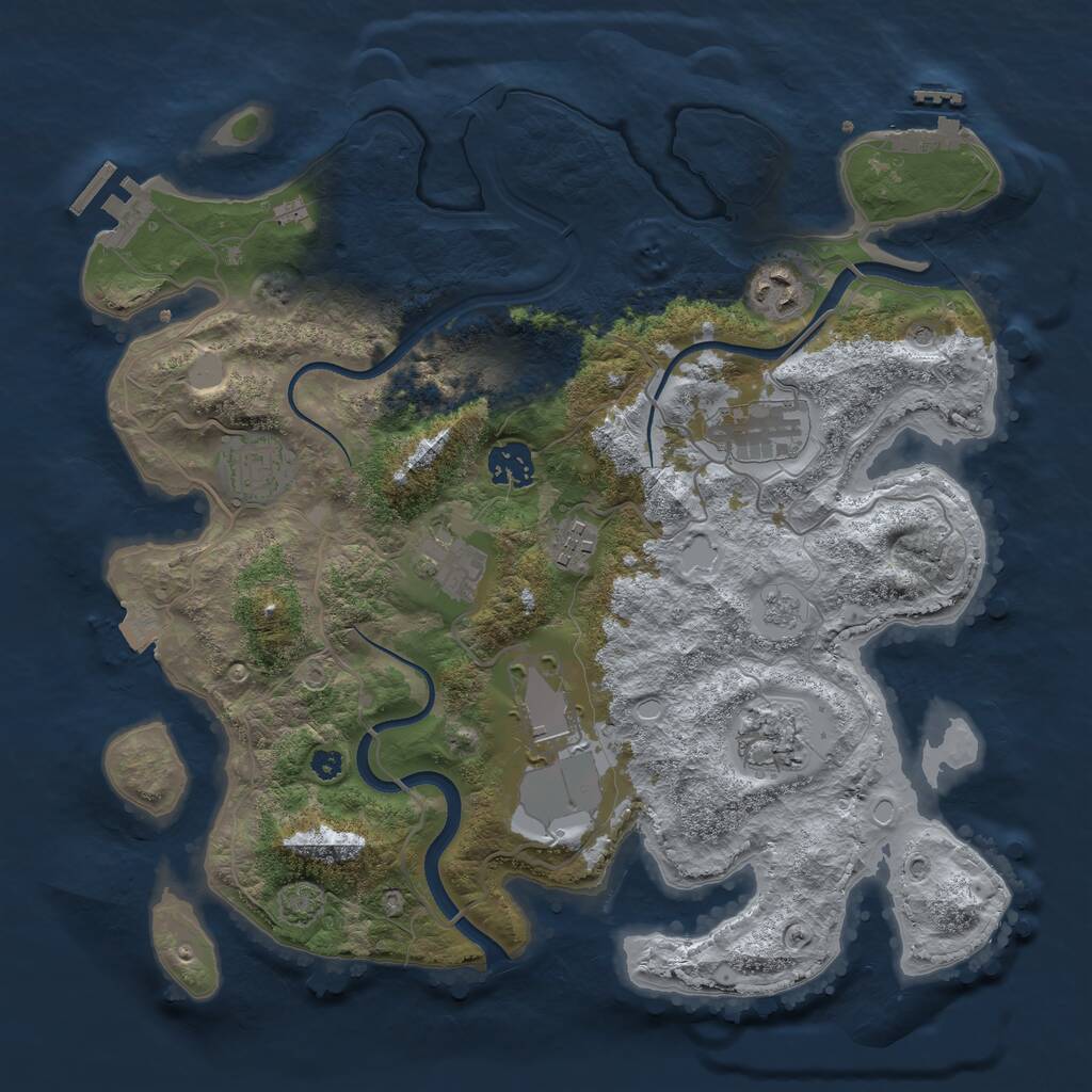 Rust Map: Procedural Map, Size: 3500, Seed: 137223, 14 Monuments
