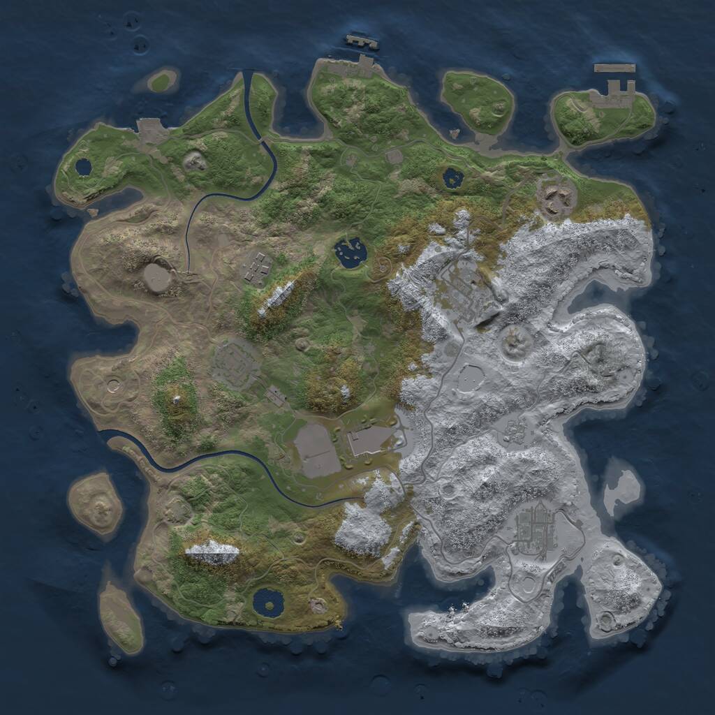 Rust Map: Procedural Map, Size: 3500, Seed: 137223, 13 Monuments