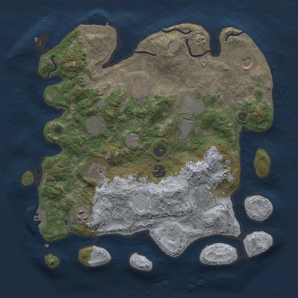 Rust Map: Procedural Map, Size: 3500, Seed: 1488228, 18 Monuments