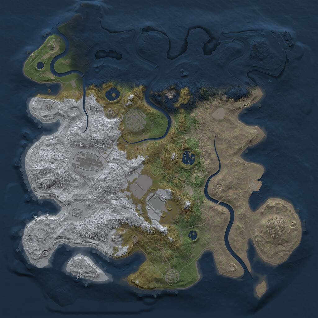 Rust Map: Procedural Map, Size: 3500, Seed: 68274190, 11 Monuments