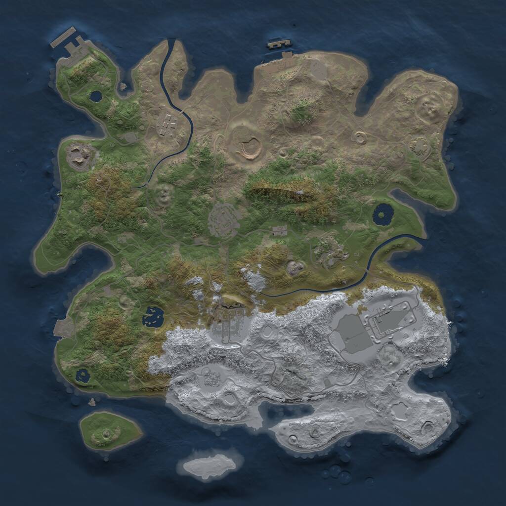 Rust Map: Procedural Map, Size: 3500, Seed: 18748985, 13 Monuments