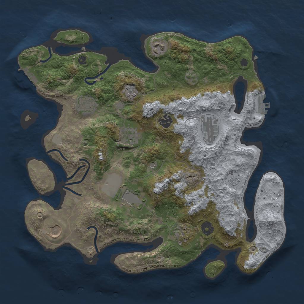 Rust Map: Procedural Map, Size: 3500, Seed: 1640666296, 18 Monuments