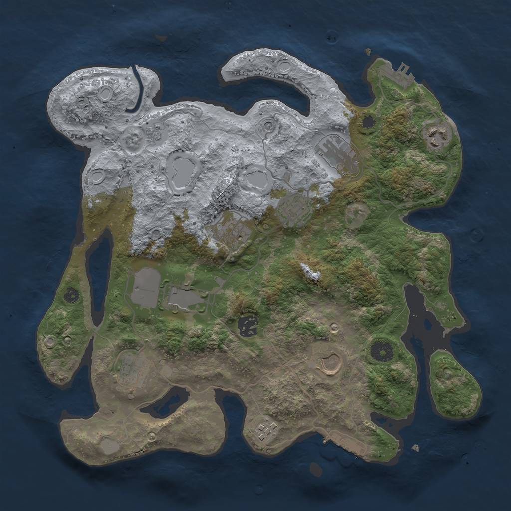 Rust Map: Procedural Map, Size: 3500, Seed: 54195270, 18 Monuments
