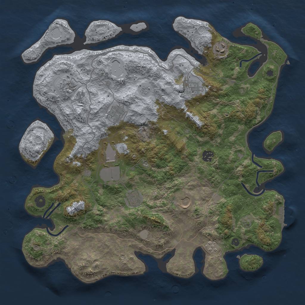 Rust Map: Procedural Map, Size: 4000, Seed: 223267345, 17 Monuments