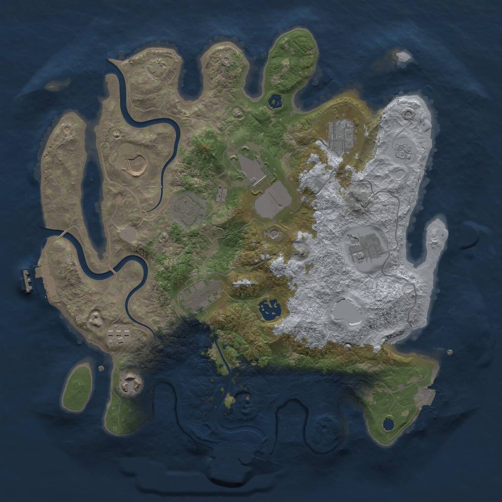 Rust Map: Procedural Map, Size: 3500, Seed: 7803026, 15 Monuments