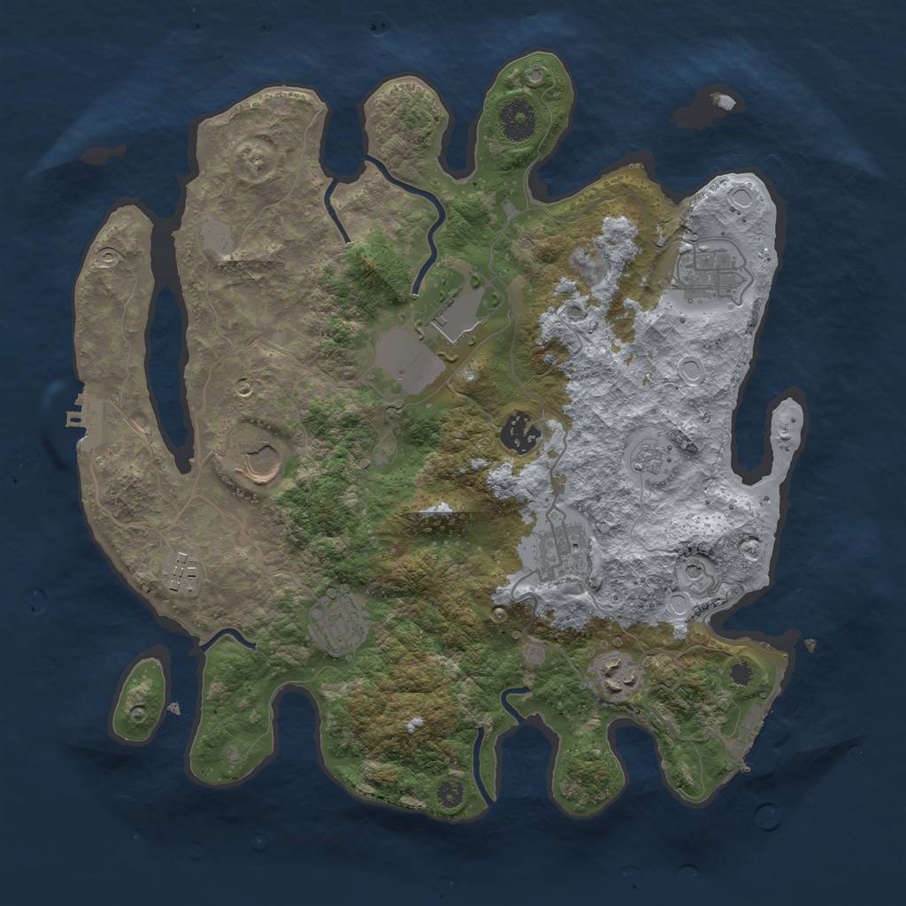 Rust Map: Procedural Map, Size: 3500, Seed: 7803026, 17 Monuments