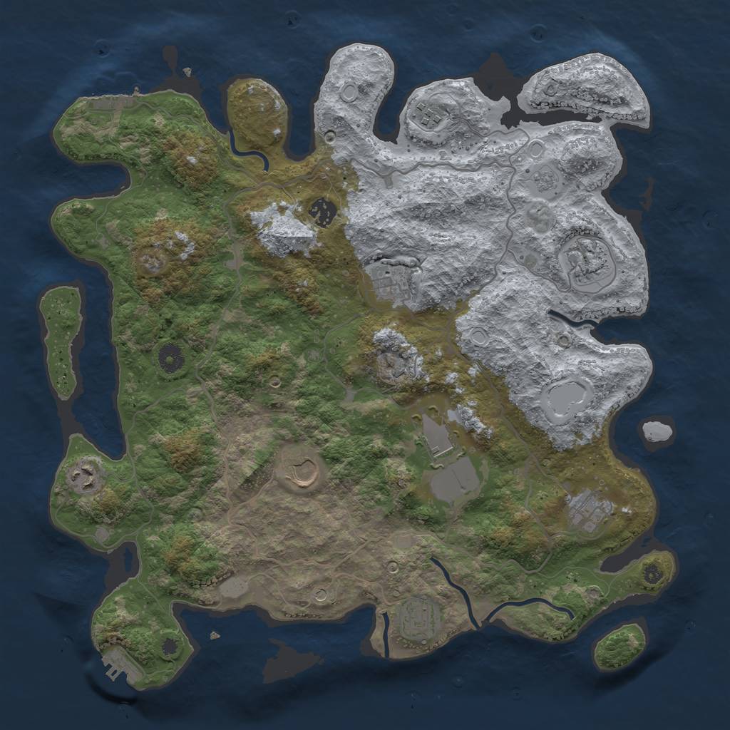 Rust Map: Procedural Map, Size: 4000, Seed: 2128715062, 18 Monuments
