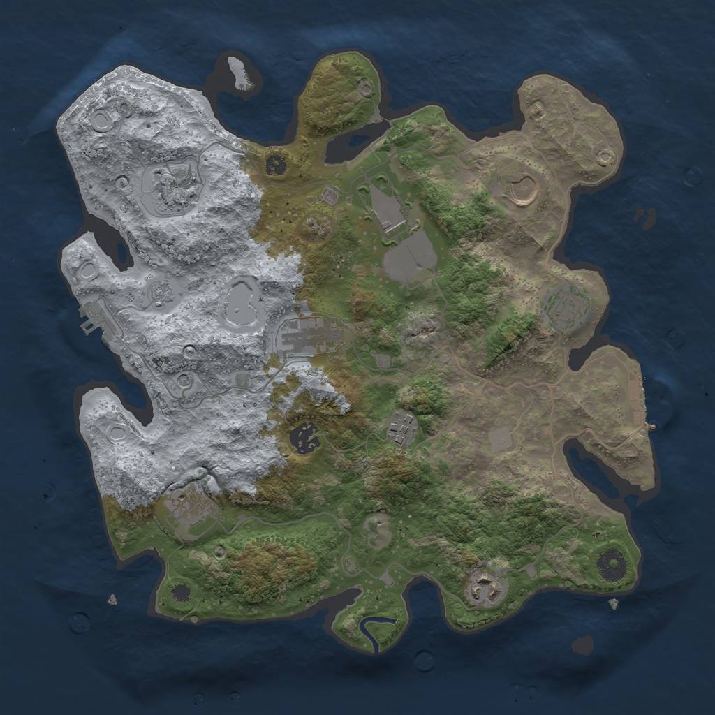 Rust Map: Procedural Map, Size: 3500, Seed: 85525290, 18 Monuments