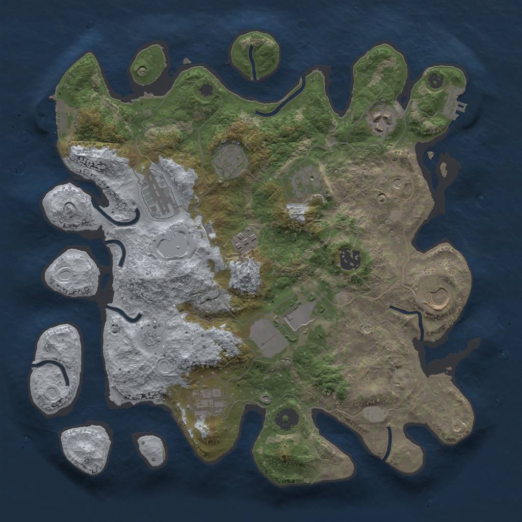 Rust Map: Procedural Map, Size: 3500, Seed: 10566197, 18 Monuments