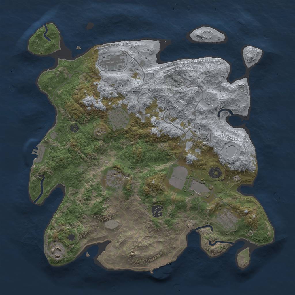 Rust Map: Procedural Map, Size: 3500, Seed: 38794873, 17 Monuments