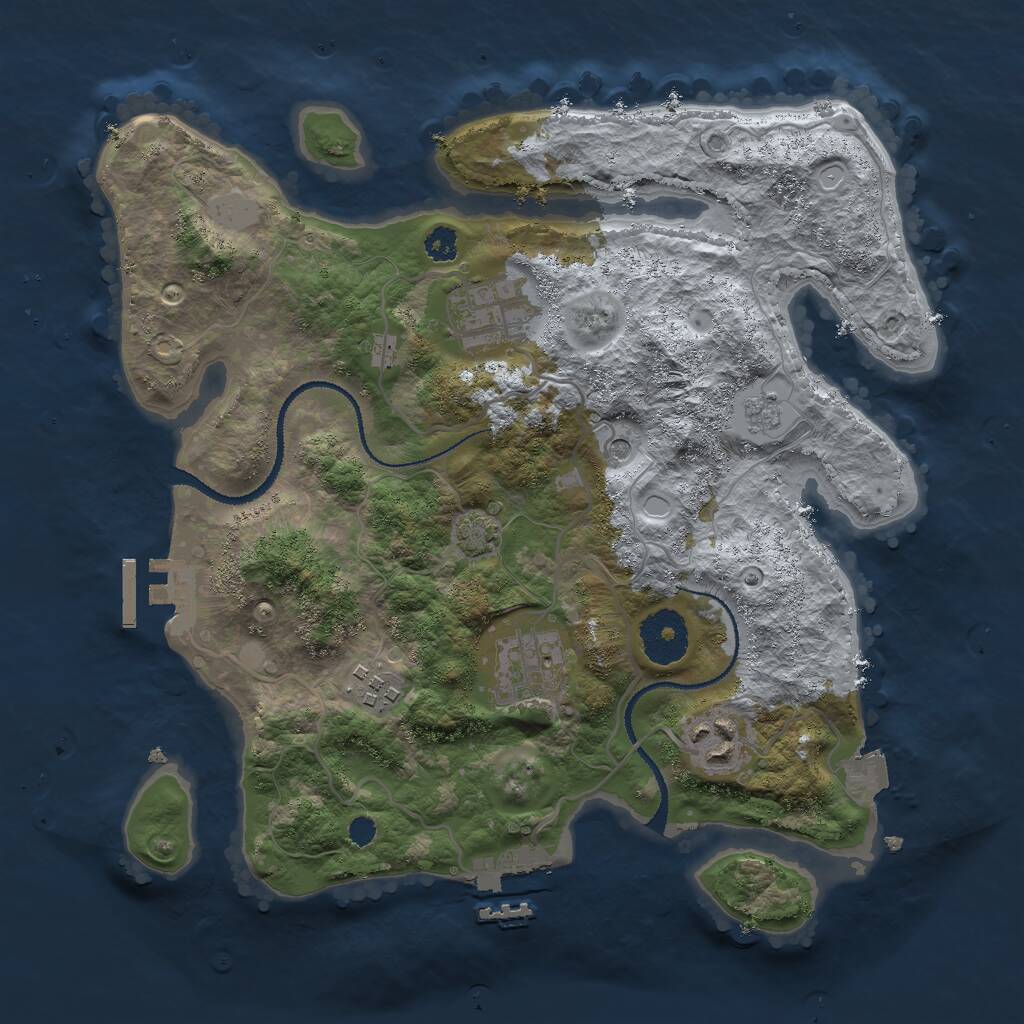 Rust Map: Procedural Map, Size: 3000, Seed: 1084645575, 10 Monuments