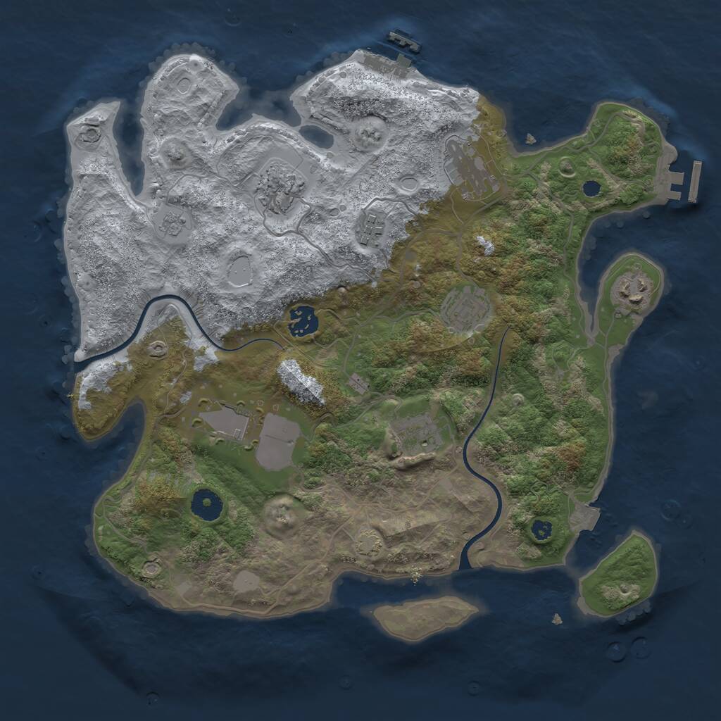 Rust Map: Procedural Map, Size: 3500, Seed: 36345824, 13 Monuments