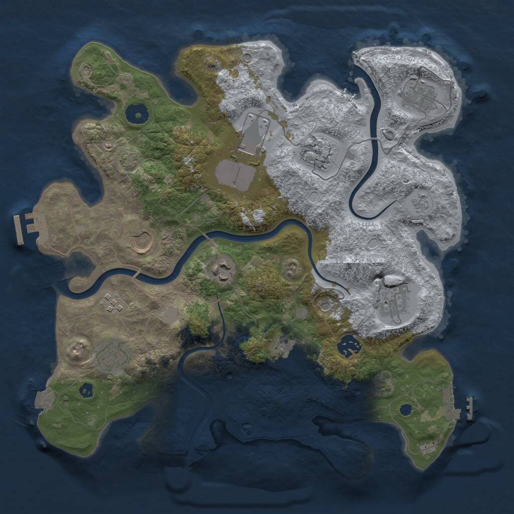 Rust Map: Procedural Map, Size: 3500, Seed: 58746973, 16 Monuments