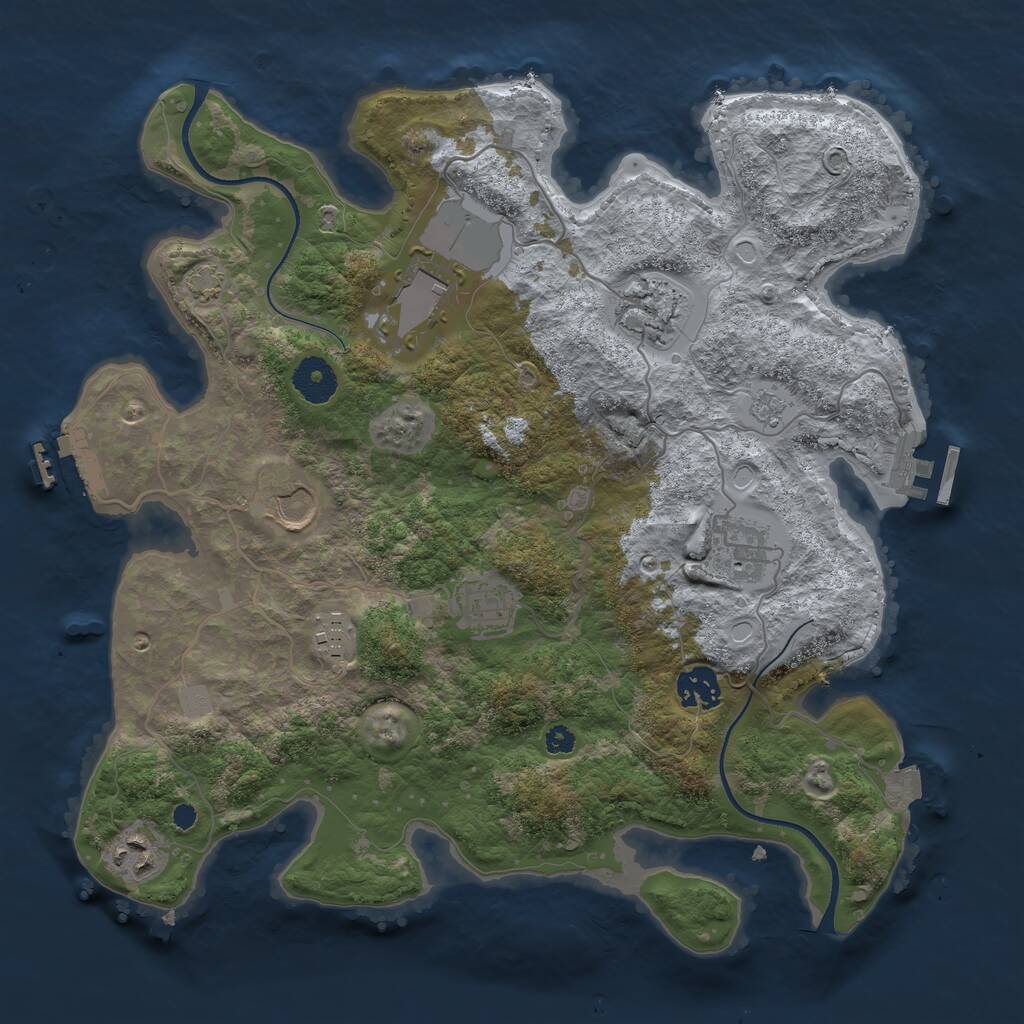 Rust Map: Procedural Map, Size: 3500, Seed: 58746973, 13 Monuments