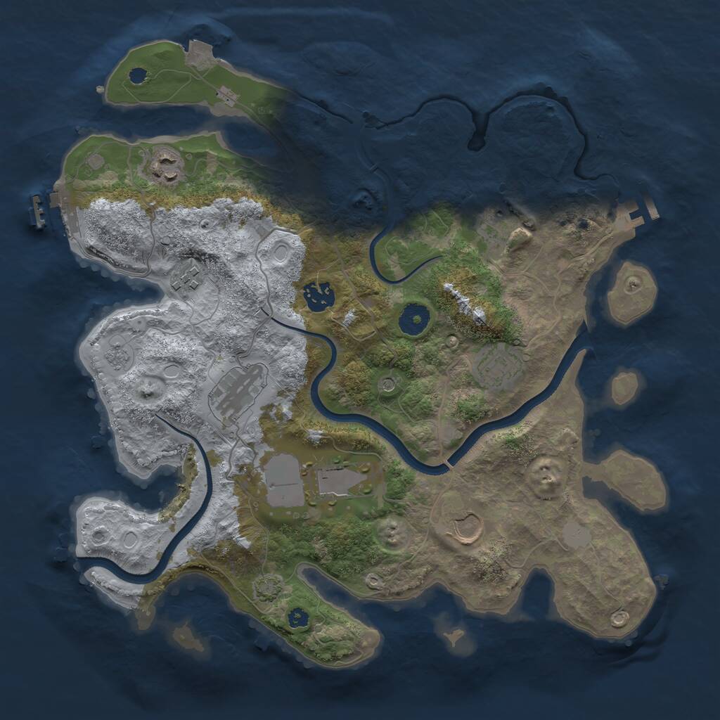 Rust Map: Procedural Map, Size: 3500, Seed: 71799346, 14 Monuments