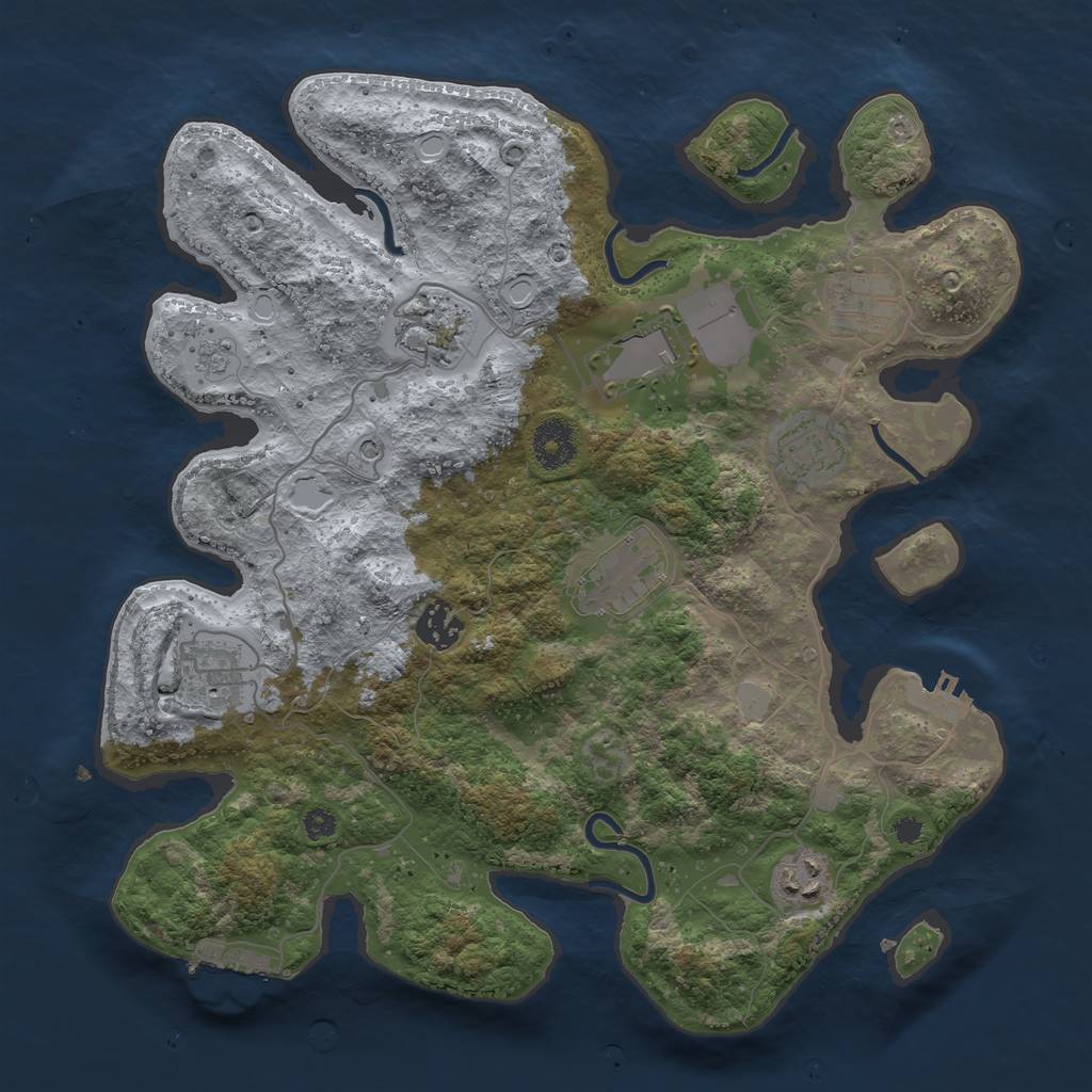 Rust Map: Procedural Map, Size: 3500, Seed: 87002951, 17 Monuments