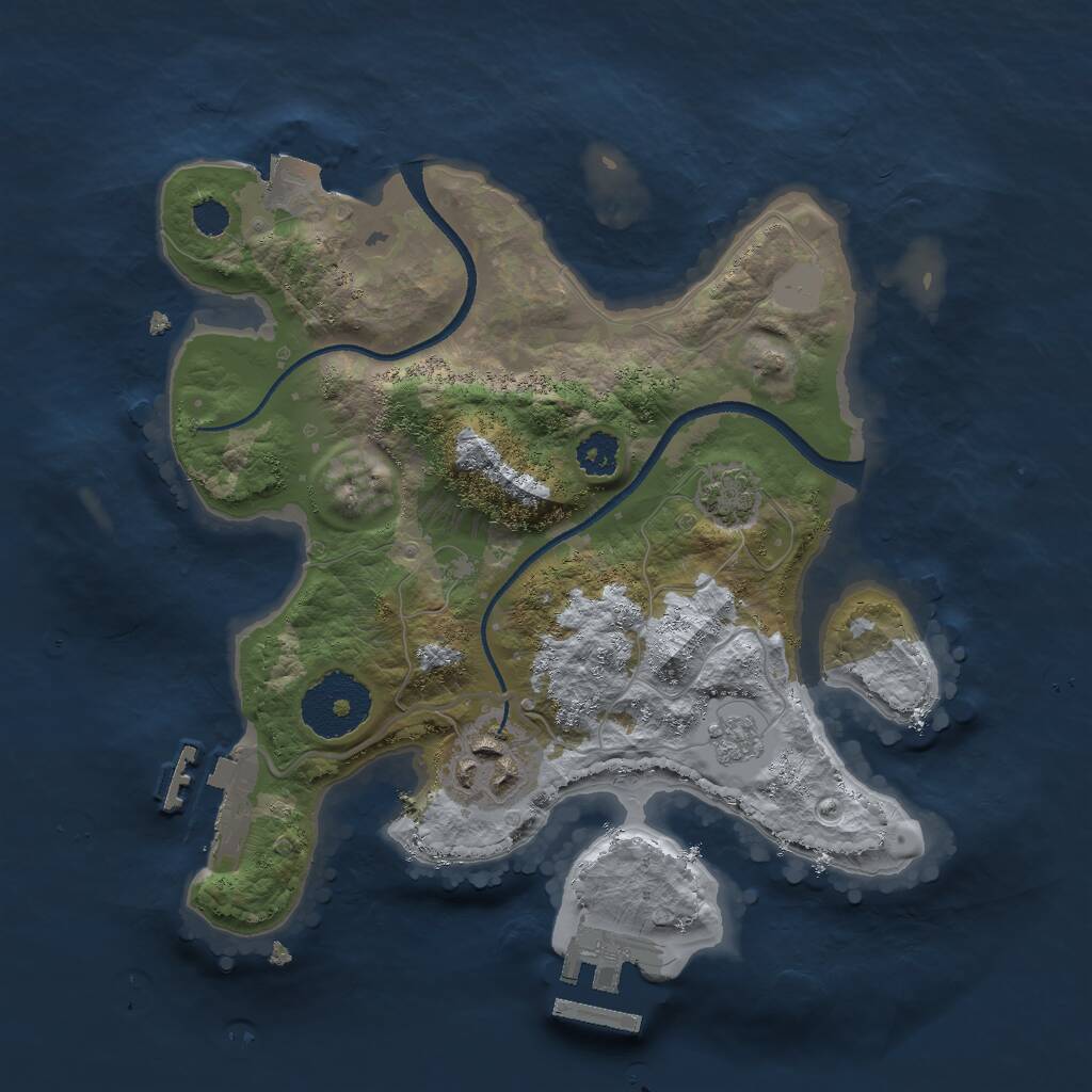 Rust Map: Procedural Map, Size: 2500, Seed: 68045, 6 Monuments