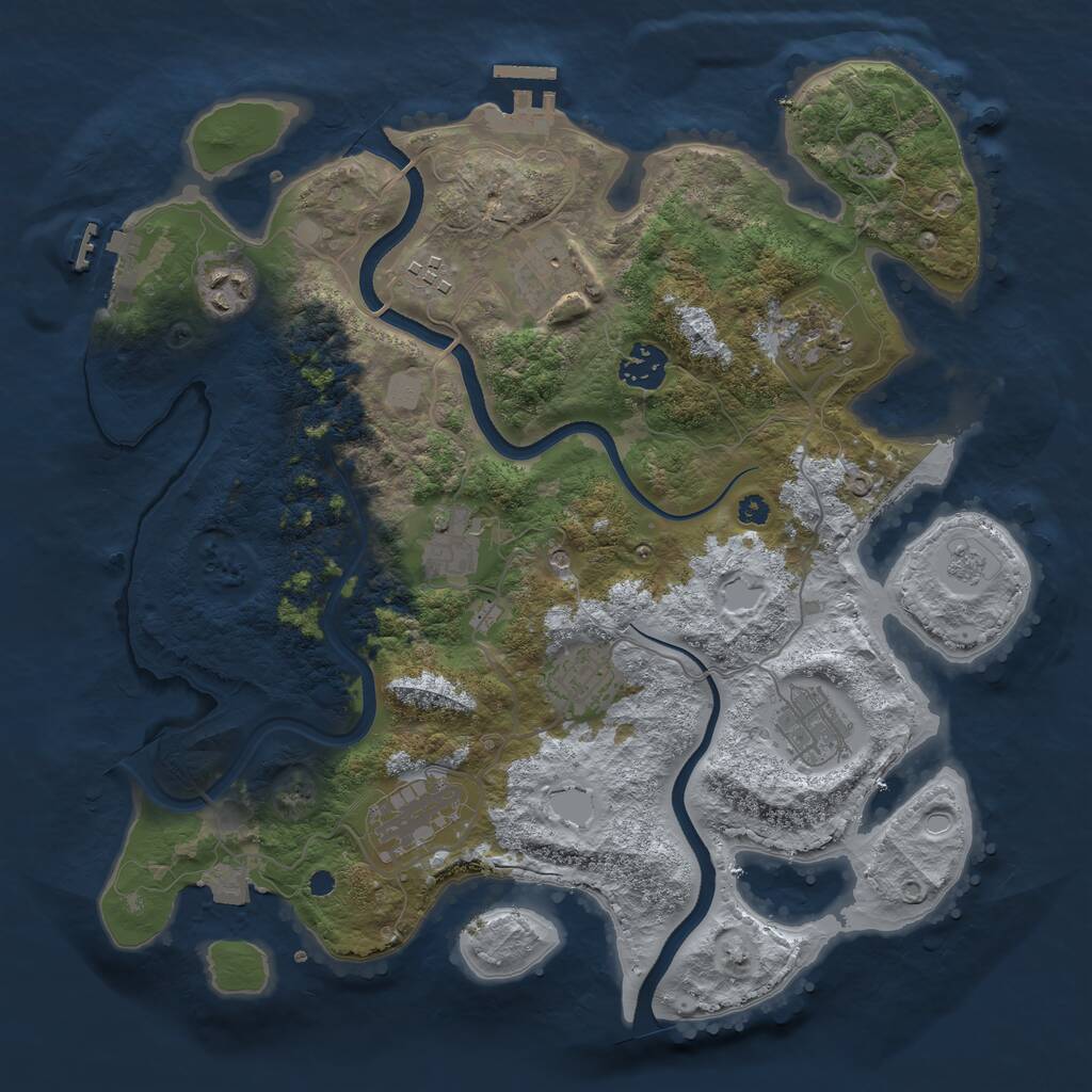 Rust Map: Procedural Map, Size: 3500, Seed: 36607426, 15 Monuments