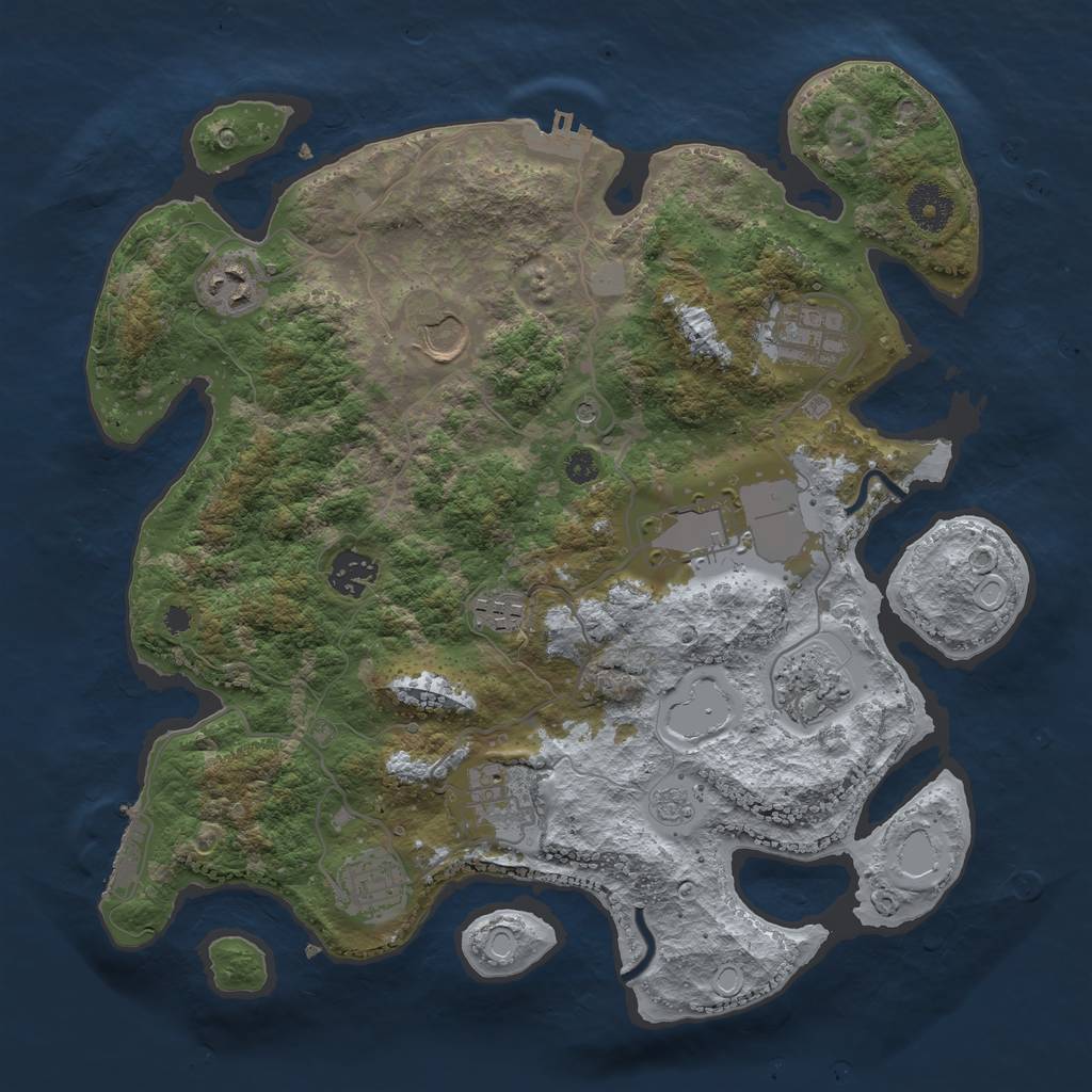 Rust Map: Procedural Map, Size: 3500, Seed: 36607426, 18 Monuments