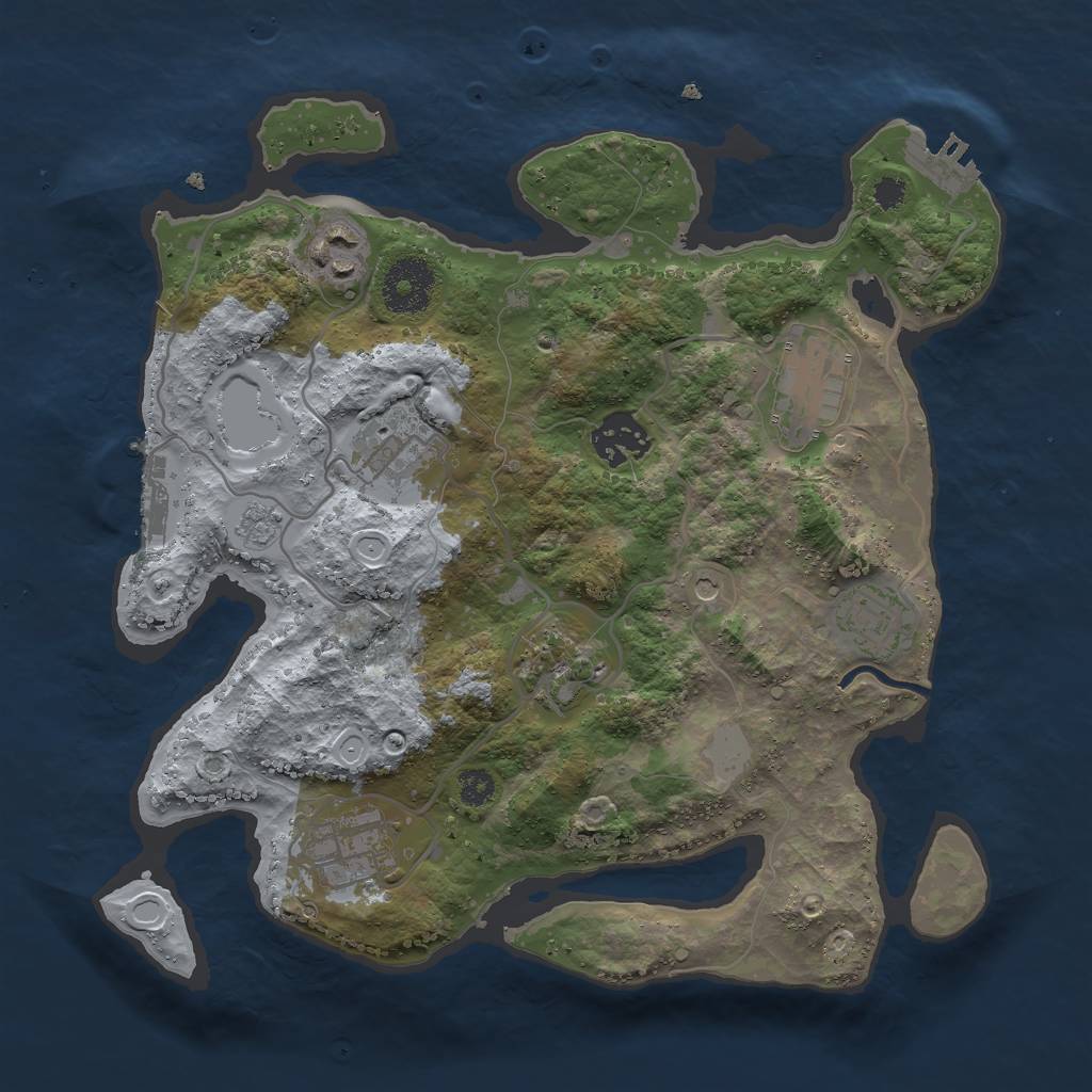 Rust Map: Procedural Map, Size: 3000, Seed: 1375607474, 14 Monuments