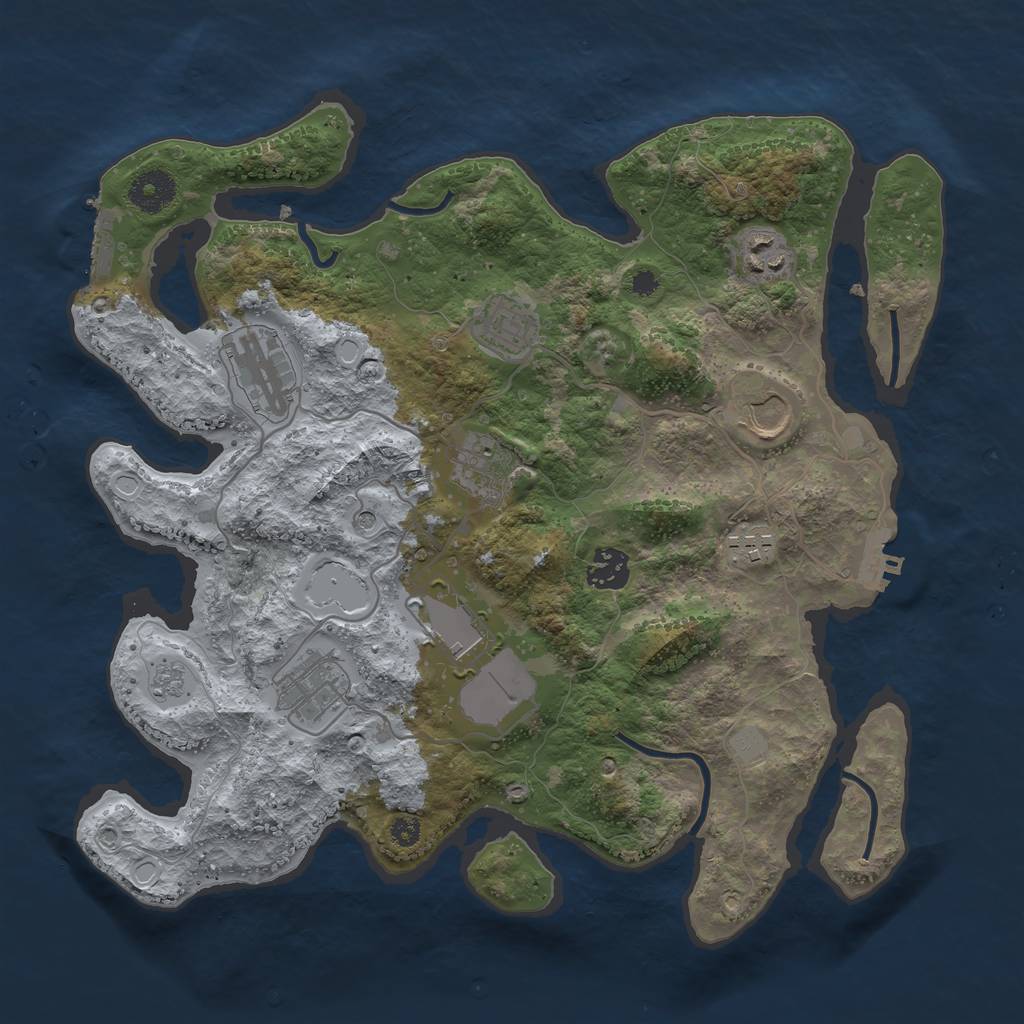 Rust Map: Procedural Map, Size: 3500, Seed: 91901929, 16 Monuments