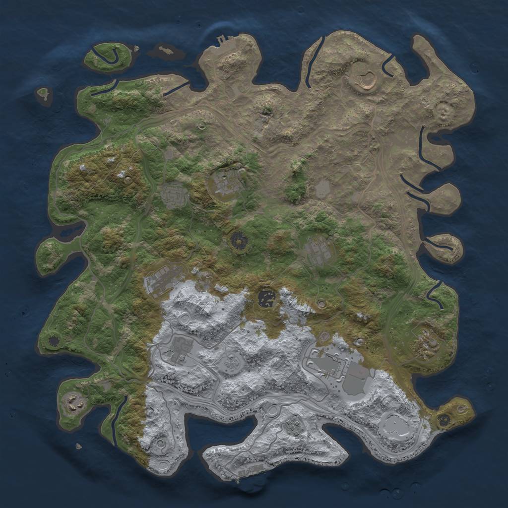 Rust Map: Procedural Map, Size: 4250, Seed: 1217221650, 20 Monuments