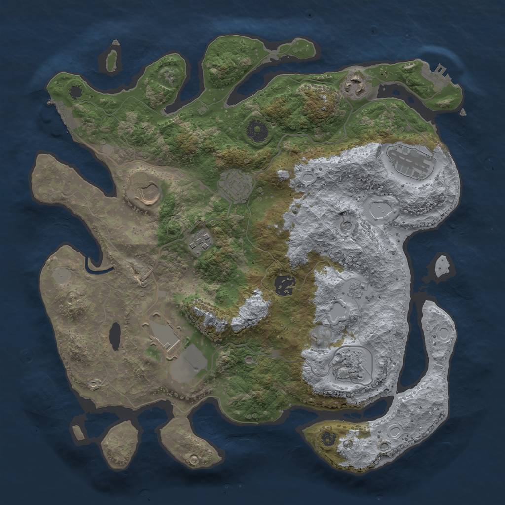 Rust Map: Procedural Map, Size: 3500, Seed: 70846022, 17 Monuments