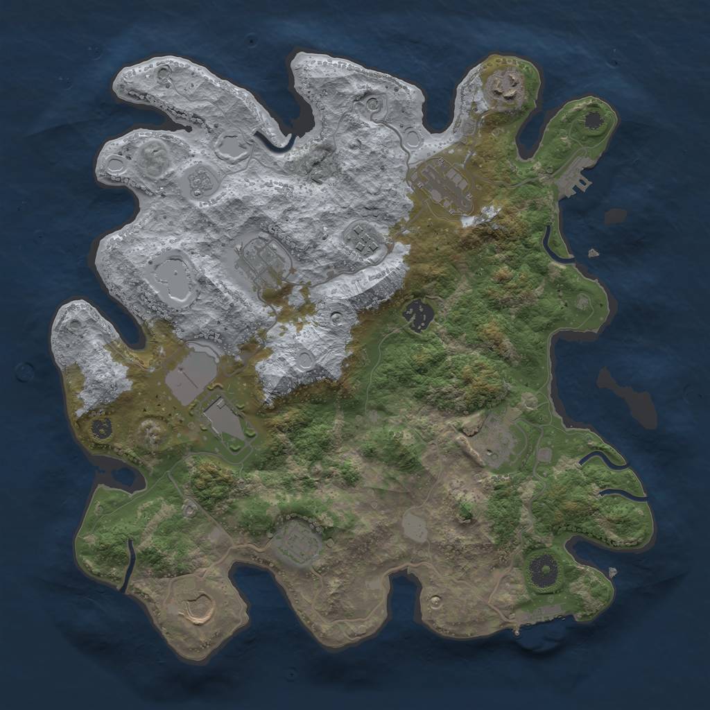 Rust Map: Procedural Map, Size: 3500, Seed: 68376095, 18 Monuments