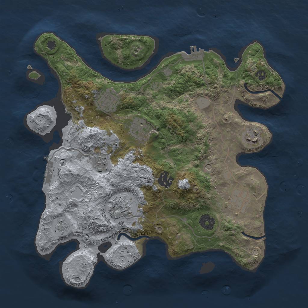 Rust Map: Procedural Map, Size: 3000, Seed: 2045379870, 16 Monuments