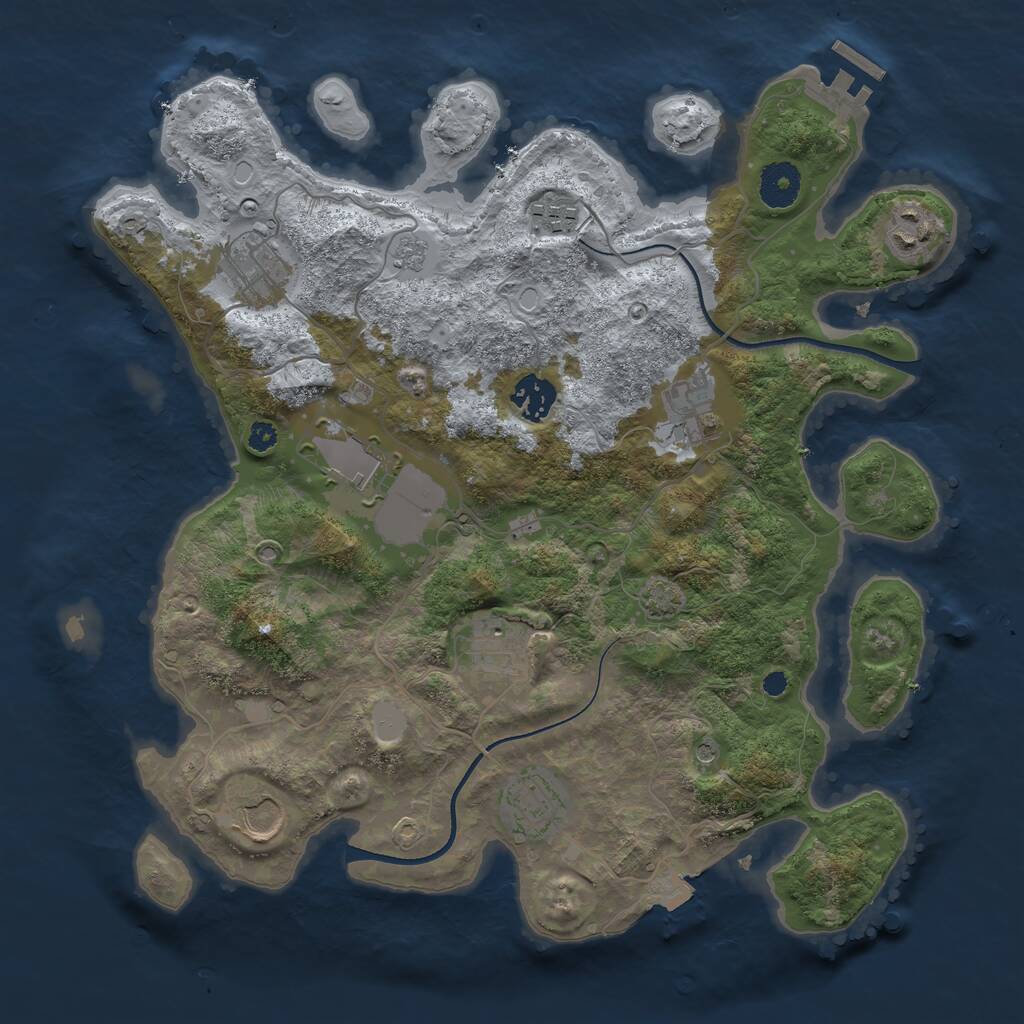 Rust Map: Procedural Map, Size: 3500, Seed: 84501232, 14 Monuments