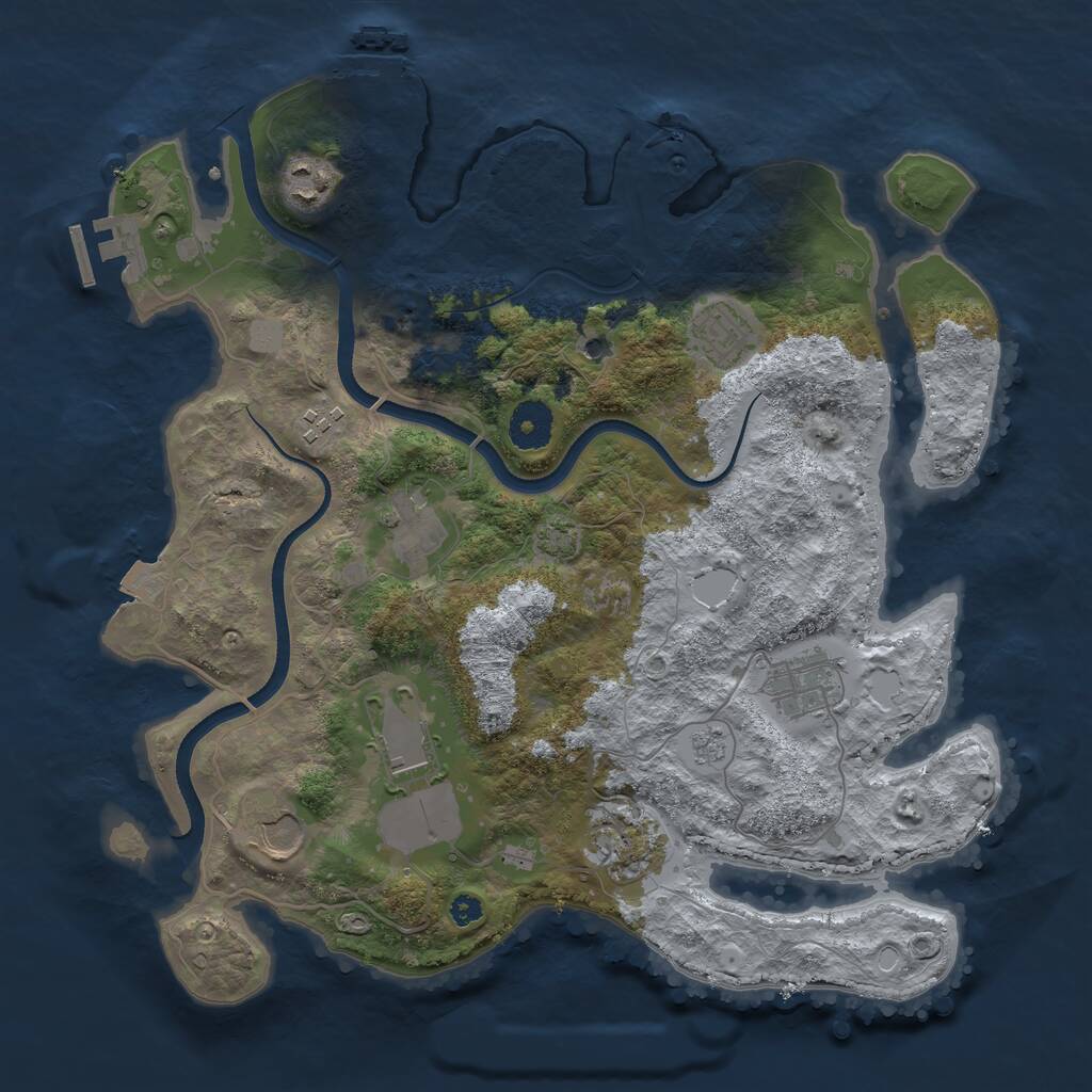 Rust Map: Procedural Map, Size: 3500, Seed: 47169771, 14 Monuments