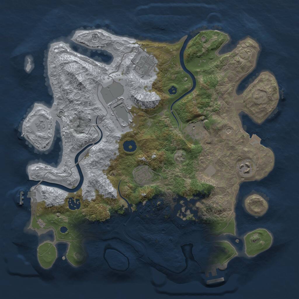 Rust Map: Procedural Map, Size: 3500, Seed: 41557607, 14 Monuments