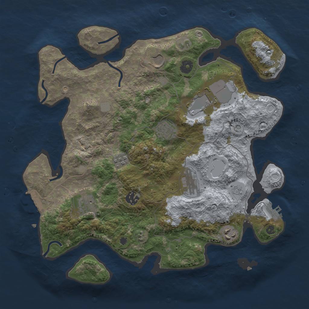 Rust Map: Procedural Map, Size: 3500, Seed: 47264960, 17 Monuments