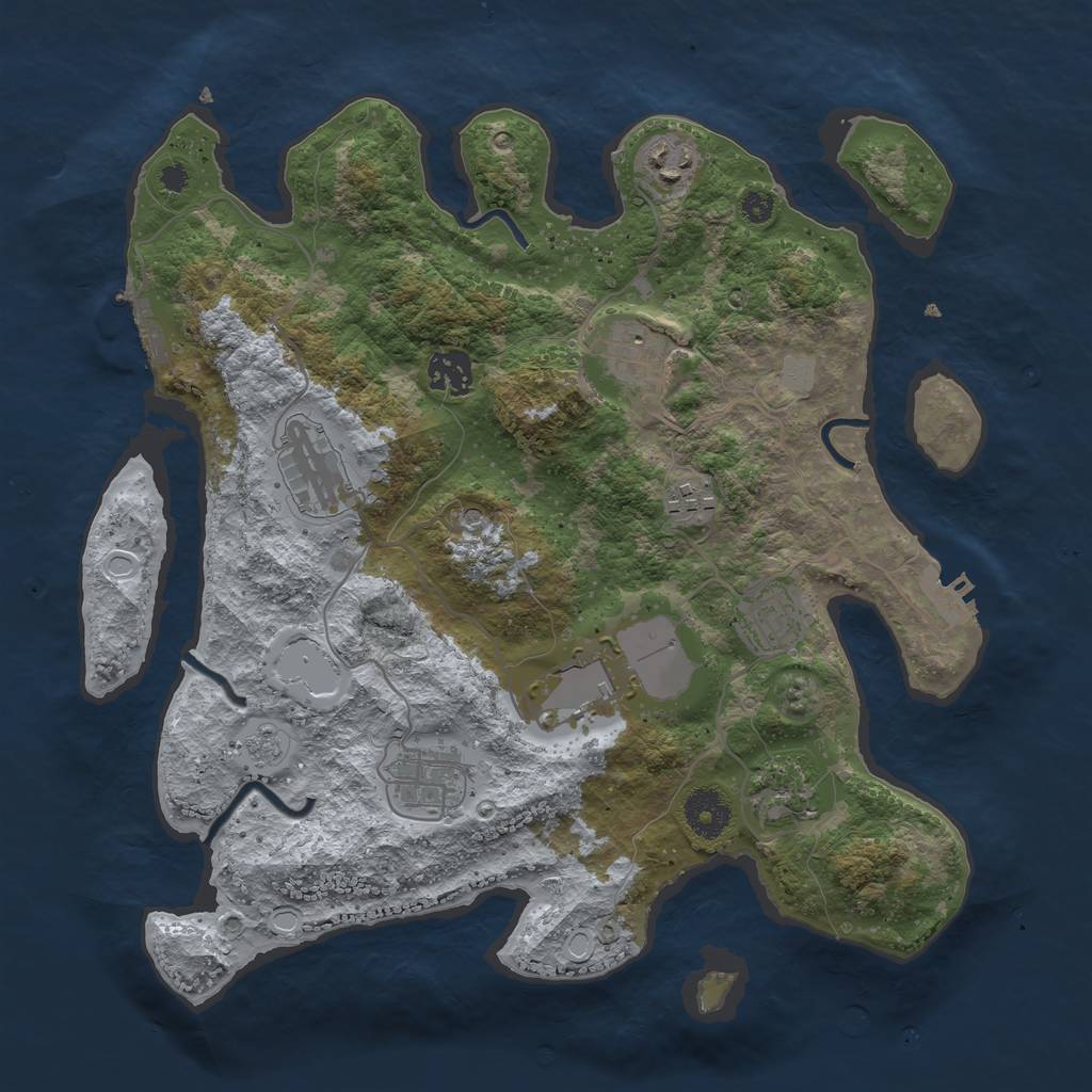 Rust Map: Procedural Map, Size: 3500, Seed: 9527336, 18 Monuments