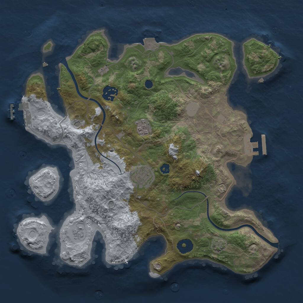 Rust Map: Procedural Map, Size: 3000, Seed: 1612831801, 9 Monuments