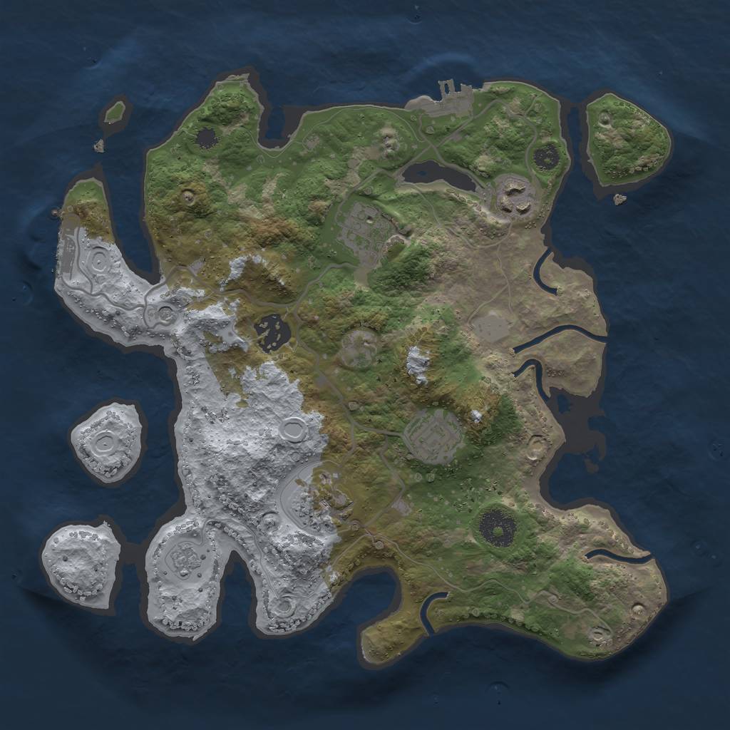 Rust Map: Procedural Map, Size: 3000, Seed: 1612831801, 14 Monuments