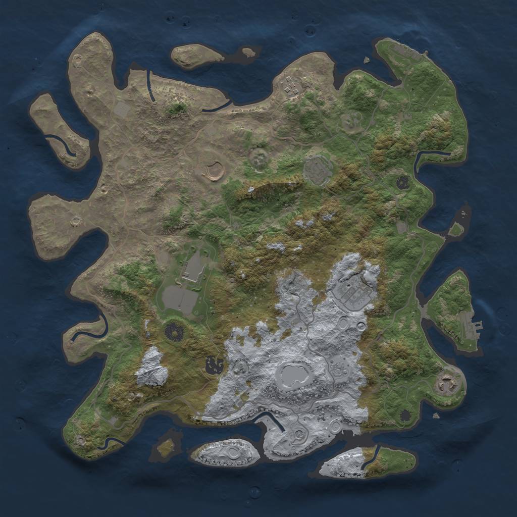 Rust Map: Procedural Map, Size: 4000, Seed: 1353749857, 16 Monuments